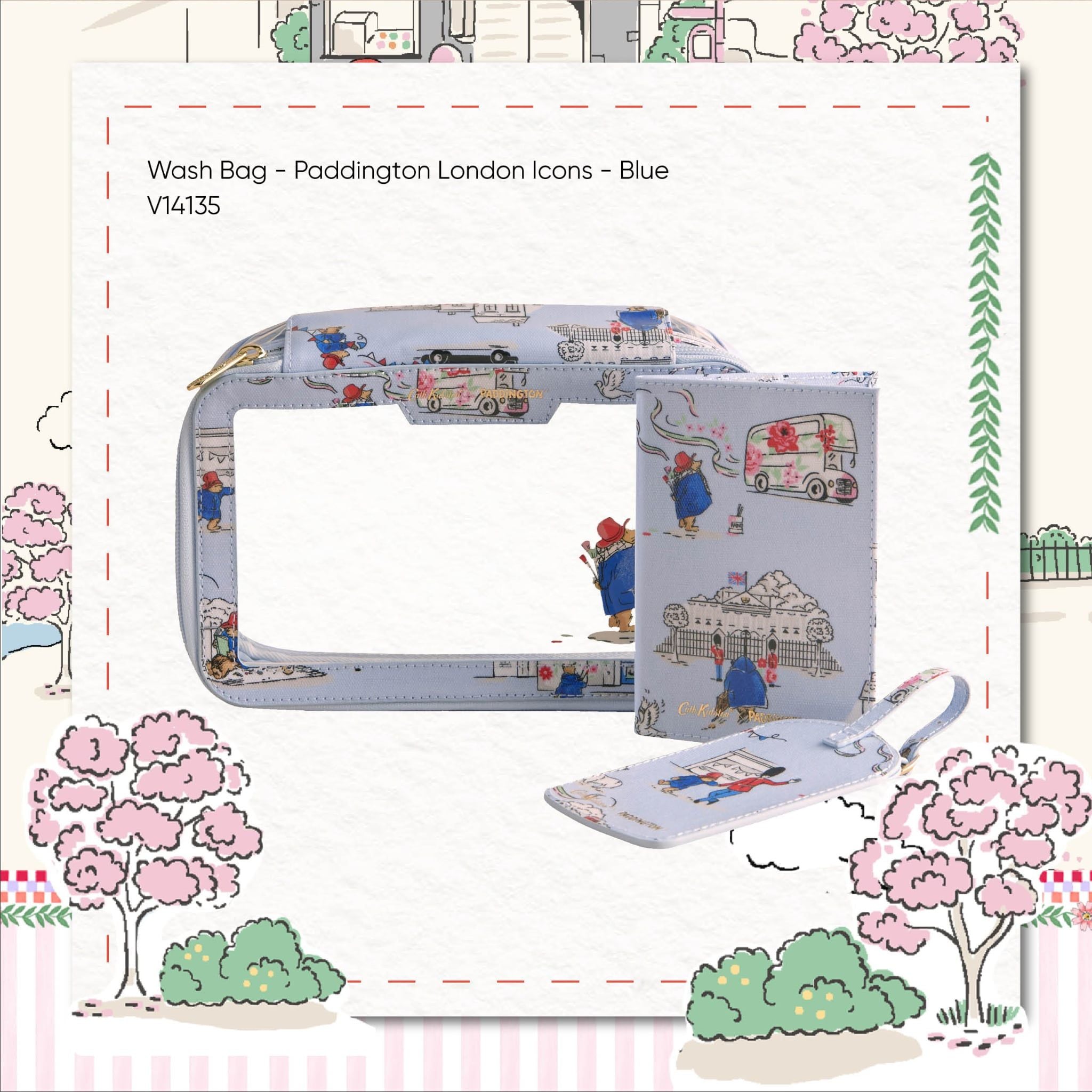  Bộ Phụ Kiện Du Lịch Cath Kidston Chất Liệu Cottton Phủ Mờ Paddington Goes To Town V14135 