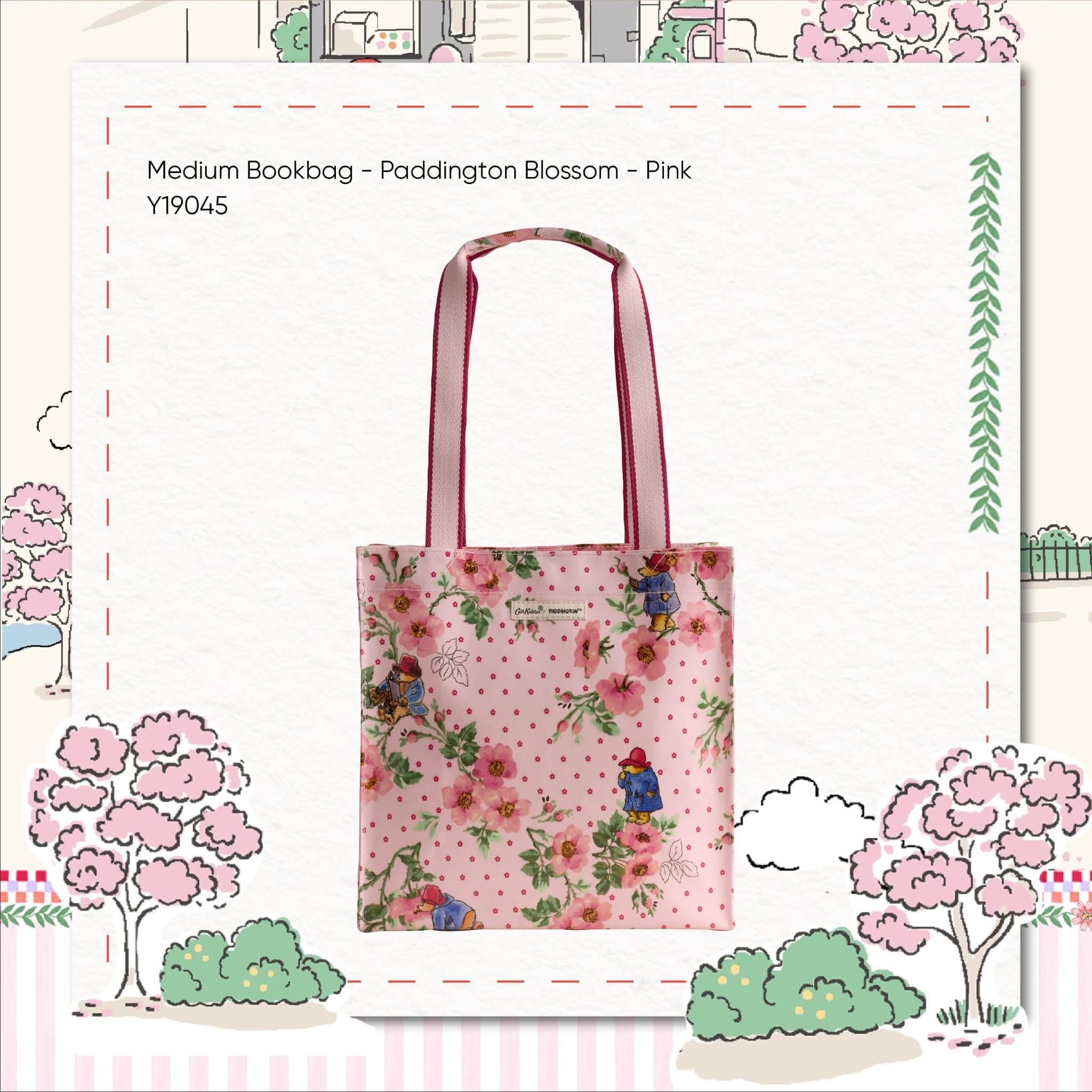  Túi Bookbag Cath Kidston Phủ PVC Chống Nước Họa Tiết Paddington Blossom Y19045 