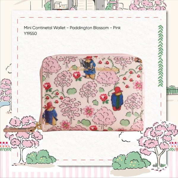  Ví Mini Cath Kidston Chất Liệu Cotton Phủ Bóng Hoạ Tiết Paddington Ditsy Y19550 