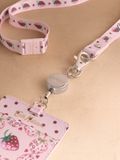  Dây Đeo Thẻ Cath Kidston Phủ PVC Chống Nước Họa Tiết Strawberry Check Y26678 