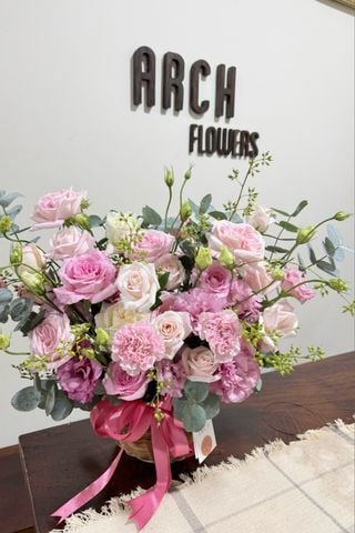 Giỏ Hoa Tone Hồng Pastel A0288