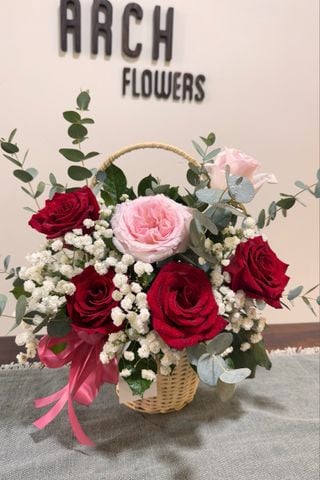 Giỏ Hoa Tone Đỏ Hồng Mini A0007