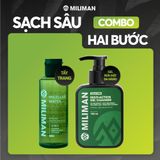  [Combo] Sạch Sâu 2 Bước MILIMAN Gồm Tẩy Trang Micellar Water Rau Má Tràm Trà 150ml và Gel Rửa Mặt Đa Năng Nam 150ml Bổ Sung Collagen thuỷ phân và chiết xuất Lô Hội 