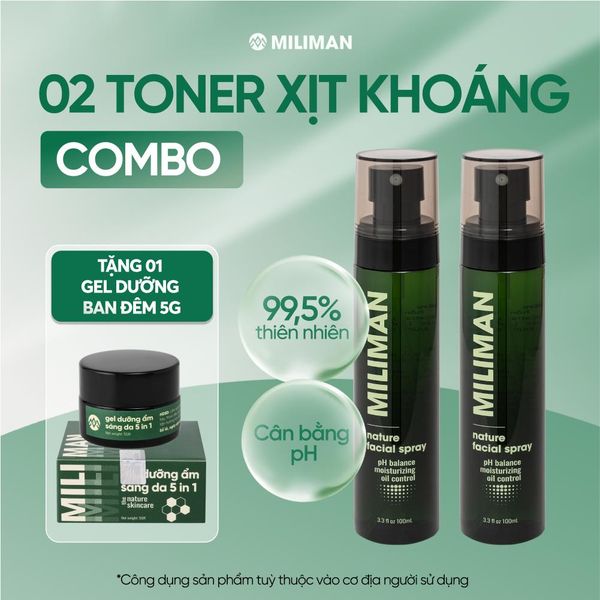  Toner Xịt Khoáng MILIMAN 100ML - Nature Facial Spray Giúp Dưỡng Ẩm, Giúp Làm Dịu Da Và Cân Bằng pH Trên Da 