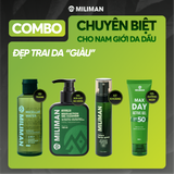  Combo Da Dầu MILIMAN - Chuyên Biệt Cho Nam Giới Da Dầu Gồm Sữa Rửa Mặt Da Dầu, Toner xịt Khoáng Thiên Nhiên Skincare, Sữa Tắm Khử Mùi Mencare | Tặng Nước Hoa minisize 2ml 