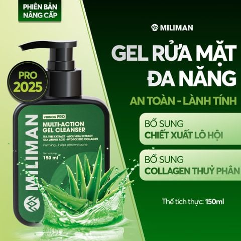  Combo 3 Chai Sữa Rửa Mặt Đa Năng Nam Giới PRO 2025 150ML | Miliman | Bổ Sung Chiết Xuất Lô Hội Và Collagen Thủy Phân 