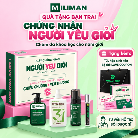  [Set quà tặng nam] Sữa Tắm Nam, Sữa Rửa Mặt, Dung Dịch Vệ Sinh Nam, Tặng Hộp Quà, Love Coupons Người Yêu Giỏi 