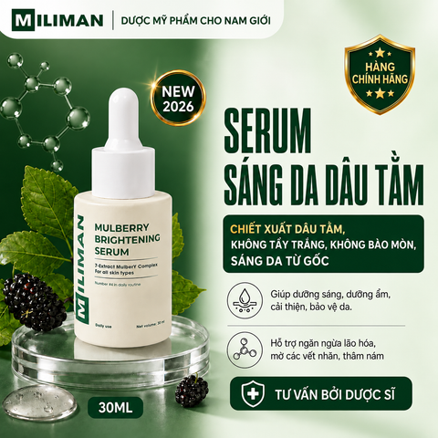 [NEW] Serum Sáng Da Dâu Tằm MILIMAN 30ml, Hỗ Trợ Làm Mờ Thâm, Đều Màu Da, Giúp Dưỡng Sáng Da, Cấp Ẩm Phục Hồi Da 