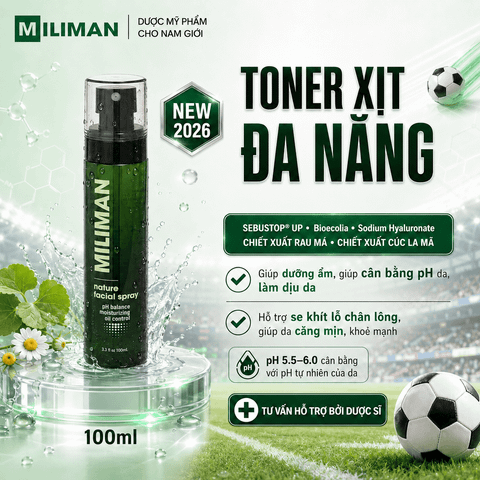  Toner Xịt Khoáng MILIMAN 100ML - Nature Facial Spray Giúp Dưỡng Ẩm, Giúp Làm Dịu Da Và Cân Bằng pH Trên Da 