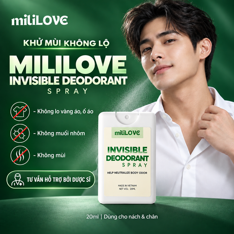  Xịt Khử Mùi Cơ Thể Invisible Deodorant Spray MiliLOVE Cho Nam & Nữ, Giúp Kiểm Soát Mùi, Sáng Mịn Vùng Dưới Cánh Tay 
