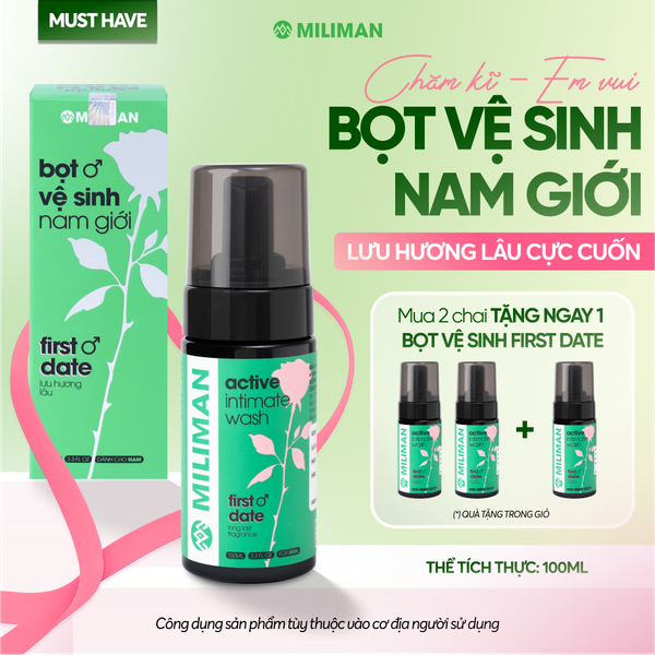  Bọt Vệ Sinh Nam MILIMAN First Date 100ML – Hương Dark Rose Cực Cuốn, Hỗ Trợ Lưu Hương Lâu, Làm Sạch Dịu Nhẹ Cho Vùng Nhạy Cảm | Mua 2 Tặng 1 