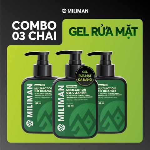  Combo 3 Chai Sữa Rửa Mặt Đa Năng Nam Giới PRO 2025 150ML | Miliman | Bổ Sung Chiết Xuất Lô Hội Và Collagen Thủy Phân 