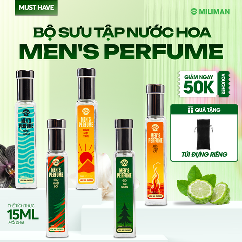  Bộ 5 Hương Nước Hoa Nam Cao Cấp MILIMAN 15ml – Lưu Hương Lâu, Nam Tính Cuốn Hút, Giúp Anh Em Tự Tin Thể Hiện Bản Lĩnh Phái Mạnh | Perfume Set Cho Nam 
