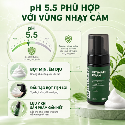  Bọt Vệ Sinh Nam Giới NEW 2026 MILIMAN 100ml - Hương Nước Hoa Aromatic Fougère Biểu Tượng Thành Công 