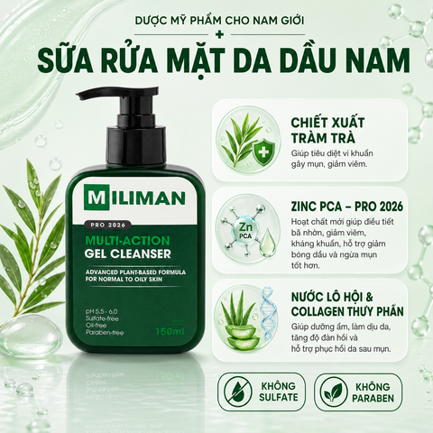  Combo Quý Ông Hoàn Hảo MILIMAN Gồm Sữa Rửa Mặt , Sữa Tắm Gội , Serum, Nước Hoa Nam Cao Cấp, Giúp Sạch Da, Sáng Da 