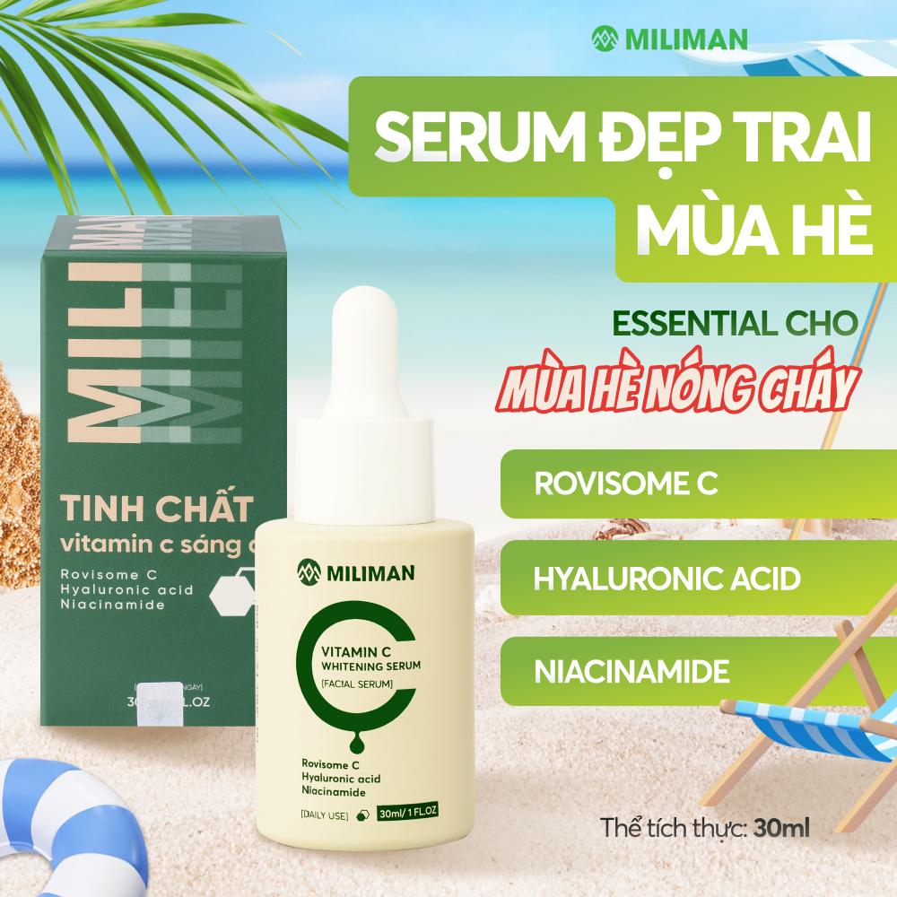 Serum Vitamin C Đẹp Trai Mùa Hè MILIMAN 30ml - Công Nghệ Rovisome C Hỗ Trợ Làm Mờ Thâm, Đều Màu Da, Không Nhờn Rít, Dưỡng Da Skincare