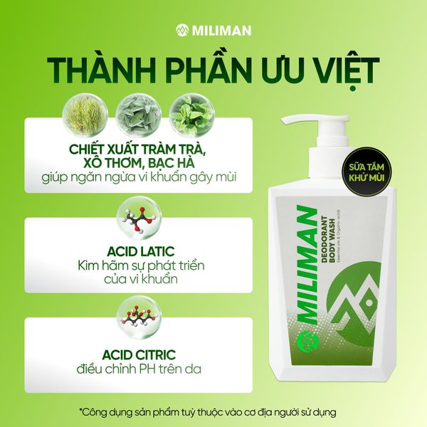  Combo Da Dầu MILIMAN - Chuyên Biệt Cho Nam Giới Da Dầu Gồm Sữa Rửa Mặt Da Dầu, Toner xịt Khoáng Thiên Nhiên Skincare, Sữa Tắm Khử Mùi Mencare | Tặng Nước Hoa minisize 2ml 