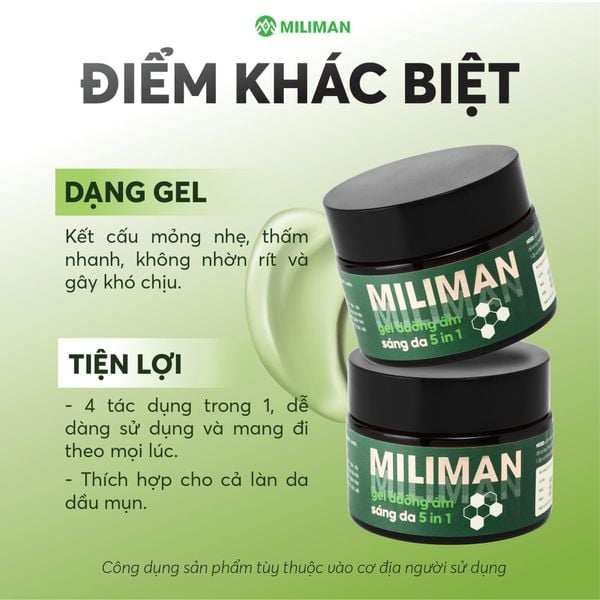 Gel Dưỡng Da Ban Đêm 5 in 1 MILIMAN | Bổ Sung Chiết Xuất Rau Má, Niacinamide, Vitamin B5, Vitamin E Skincare | Dưỡng Ẩm Cho Nam 