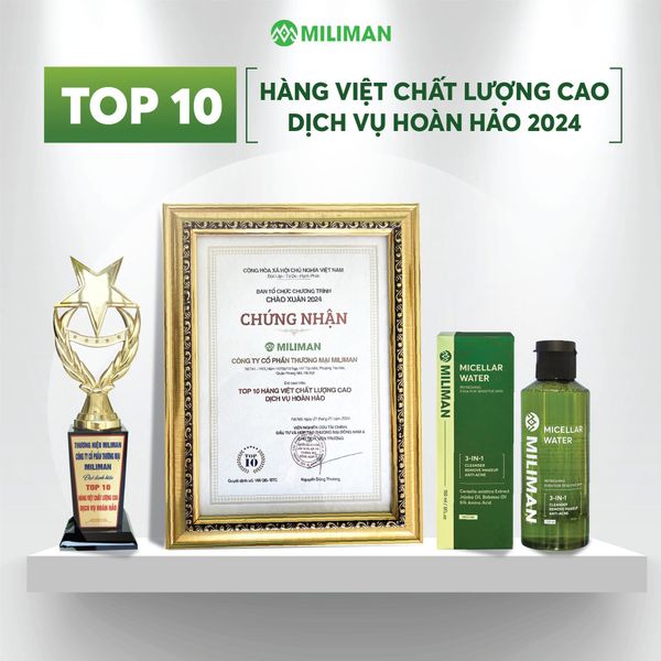  Nước Tẩy Trang Nam Giới MILIMAN 150ML Công Nghệ Micellar Water Chiết Xuất Rau Má, Tràm Trà Cho Da Dầu, Hỗn Hợp - Mua 2 Chai Tặng 1 Gel Dưỡng Da Ban Đêm 5 gram 