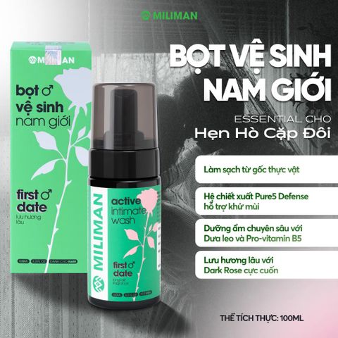  Bọt Vệ Sinh Nam Giới MILIMAN First Date 100ML | Hỗ Trợ Lưu Hương Lâu Với Hương Dark Rose Cực Cuốn, Giúp Anh Em Thêm Tự Tin Trong Buổi Hẹn Hò | Mua 2 Tặng 1 