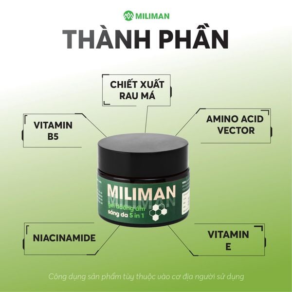  Gel Dưỡng Da Ban Đêm 5 in 1 MILIMAN | Bổ Sung Chiết Xuất Rau Má, Niacinamide, Vitamin B5, Vitamin E Skincare | Dưỡng Ẩm Cho Nam 