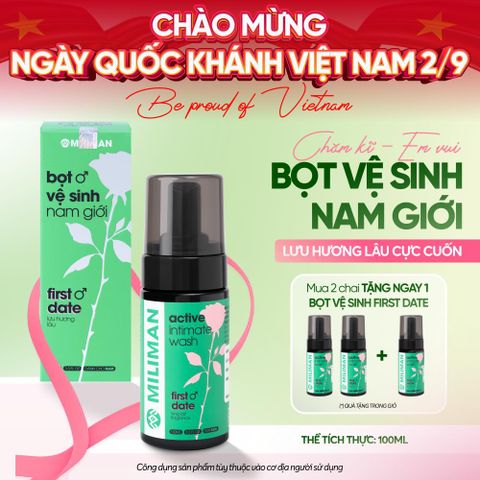  Bọt Vệ Sinh Nam Giới MILIMAN First Date 100ML | Hỗ Trợ Lưu Hương Lâu Với Hương Dark Rose Cực Cuốn, Giúp Anh Em Thêm Tự Tin Trong Buổi Hẹn Hò | Mua 2 Tặng 1 