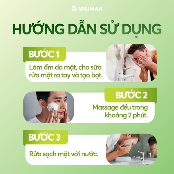  Gel Rửa Mặt Đa Năng Nam Giới MILIMAN Hỗ Trợ Giảm Dầu, Bổ Sung Chiết Xuất Lô Hội Và Collagen Thuỷ Phân 150ML 