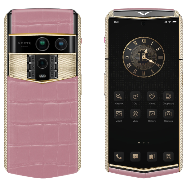 Vertu Agent Q Alligator Gold Full Diamond Collector's Edition Sakura Pink Alli 1TB