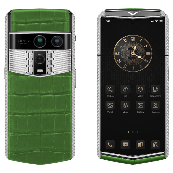  Vertu Agent Q Alligator Silver Full Diamond Collector's Edition Radiant Bamboo Green Alli 1TB 