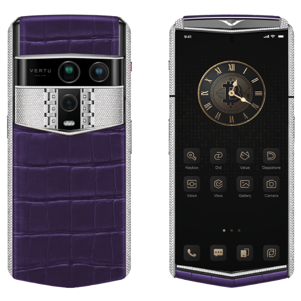 Vertu Agent Q Alligator Silver Full Diamond Collector's Edition Radiant Grape Purple Alli 1TB