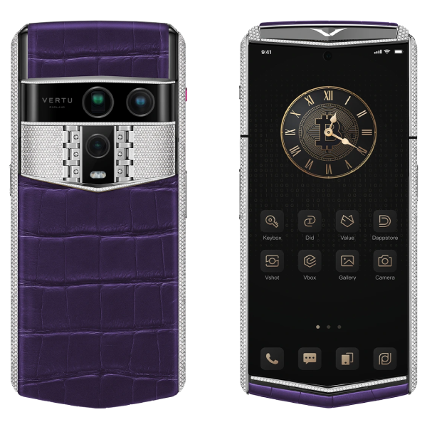  Vertu Agent Q Alligator Silver Full Diamond Collector's Edition Radiant Grape Purple Alli 1TB 
