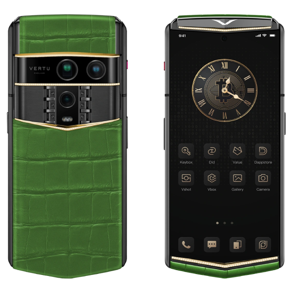 Vertu Agent Q Alligator Quint Gold Diamond Collector's Edition Bamboo Green 1TB