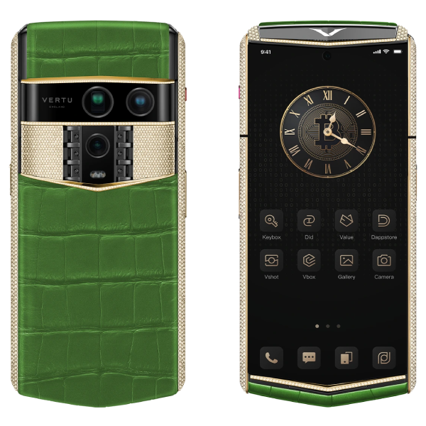  Vertu Agent Q Alligator Gold Full Diamond Collector's Edition Bamboo Green Alli 1TB 