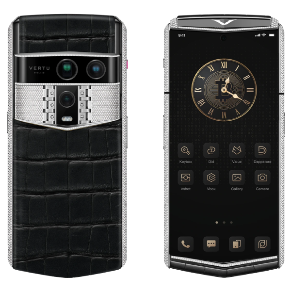 Vertu Agent Q Alligator Silver Full Diamond Collector's Edition Radiant Iron Black Alli 1TB