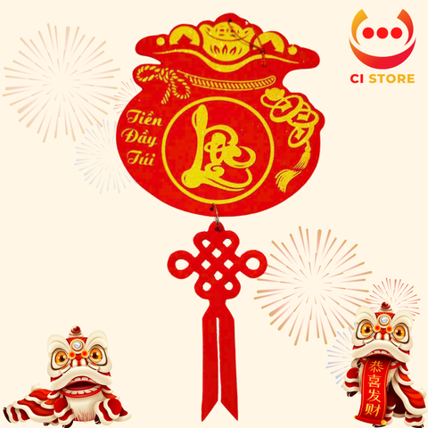  KHÁNH TÚI TIỀN TREO CHỮ THƯ PHÁP NHUNG ĐỎ CAO CẤP TRANG TRÍ TẾT 