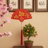  KHÁNH QUẠT TREO PHÚC LỘC THỌ CHỮ THƯ PHÁP NHUNG ĐỎ CAO CẤP TRANG TRÍ TẾT 