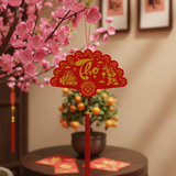  KHÁNH QUẠT TREO PHÚC LỘC THỌ CHỮ THƯ PHÁP NHUNG ĐỎ CAO CẤP TRANG TRÍ TẾT 