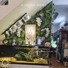 Tường cỏ giả nhiệt đới trang trí chân góc cầu thang