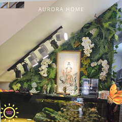 Tường cỏ giả nhiệt đới trang trí chân góc cầu thang