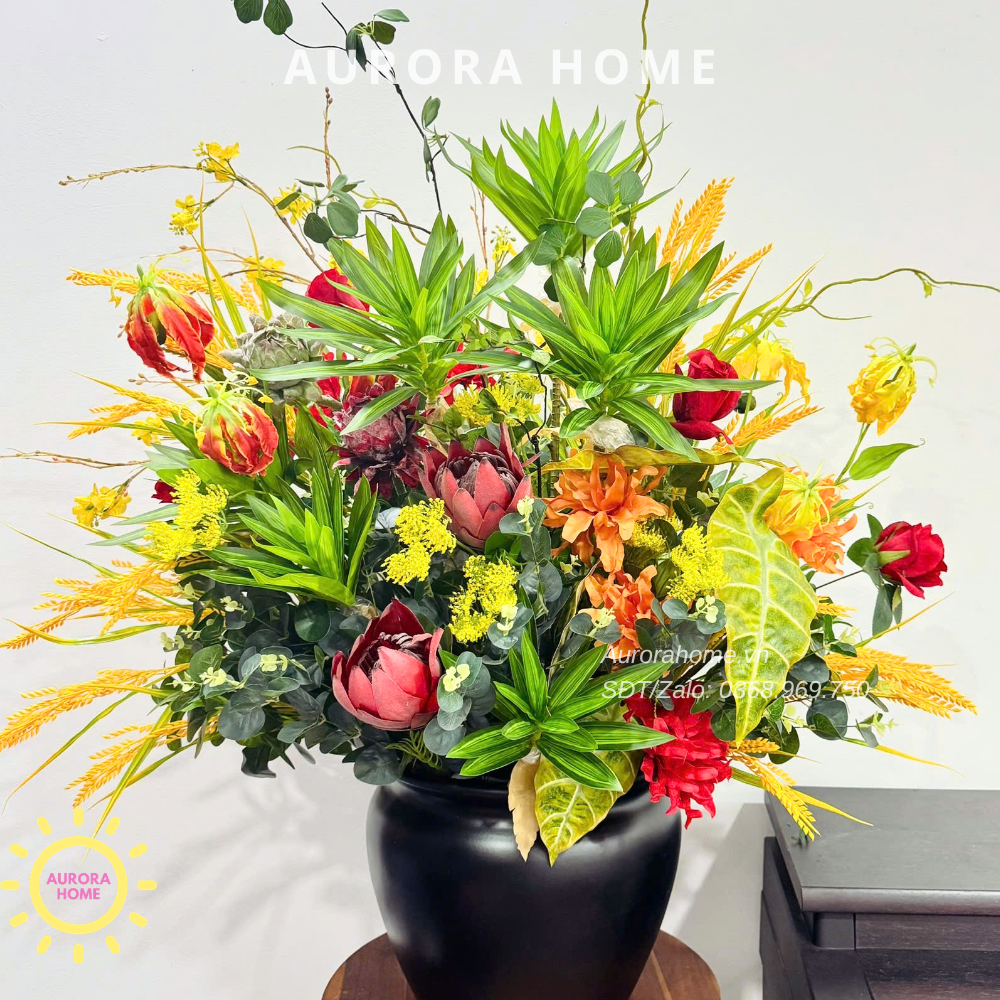 Bình hoa lụa trang trí cao cấp Green Bloom