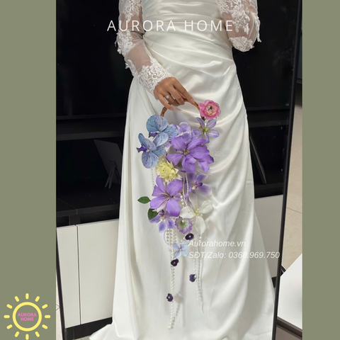 Bó hoa lụa cưới - hoa giả Violet 1