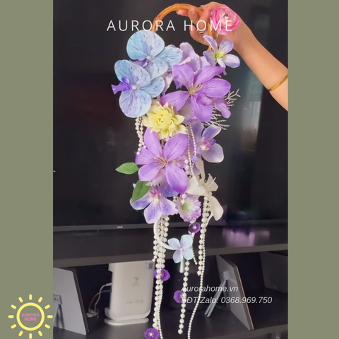 Bó hoa lụa cưới - hoa giả Violet 1