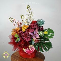 Bình hoa lụa cao cấp Ngũ Sắc An Nhiên (5 sắc màu) Trang Trí Tết