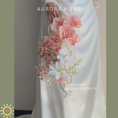 Bó hoa lụa cưới - hoa giả Light