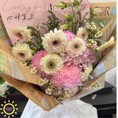 Bó hoa tươi Rosy tone hồng trắng thơ mộng