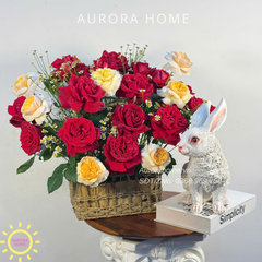 Giỏ hoa tươi tone Sunshine & Red Roses