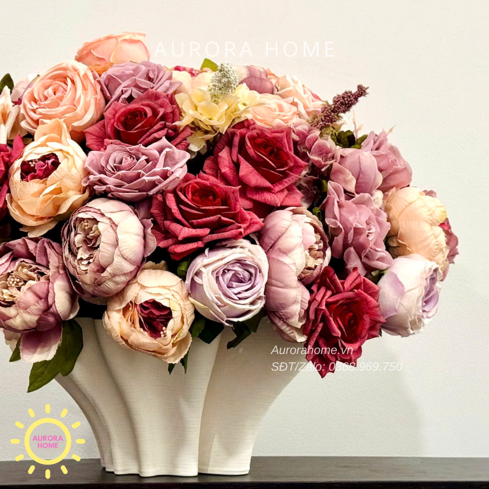 Bình hoa lụa trang trí cao cấp Amour