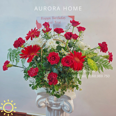 Giỏ hoa tươi tone đỏ xinh yêu 01