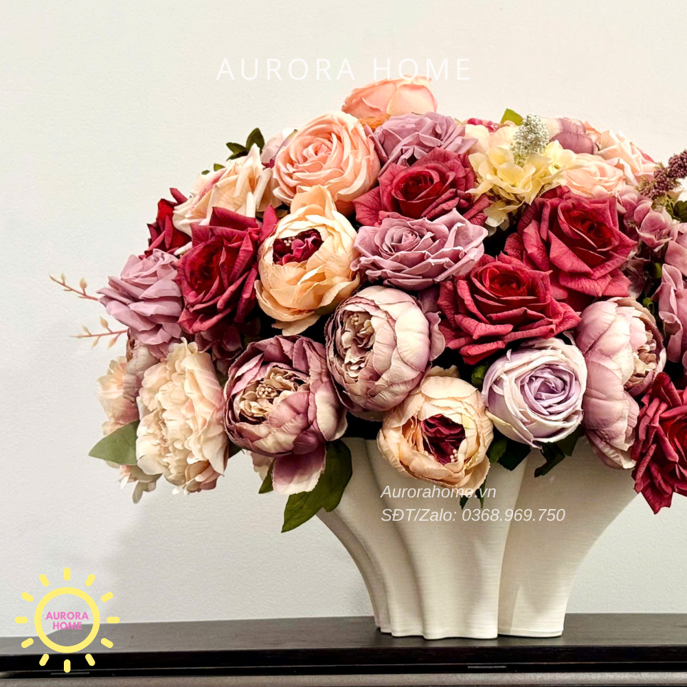 Bình hoa lụa trang trí cao cấp Amour