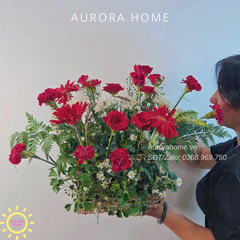 Giỏ hoa tươi tone đỏ xinh yêu 01